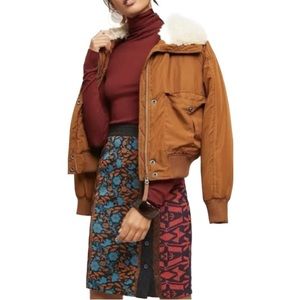 ANTHROPOLOGIE DOLAN JACQUARD SIDE BUTTON KNEE LENGTH PENCIL SKIRT BOHO EUC SZ S